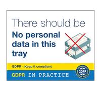 V Safety GDPR Sticker - No Personal Data In This Tray 100 x 80 mm - Self Adhesive Vinyl Safety Sign