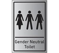V Safety Gender Neutral Toilet - 200mm x 300mm - 3mm Brushed Aluminium Composite