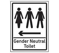 V Safety Gender Neutral Toilet Arrow Left - 200mm x 300mm - 1mm Rigid Plastic