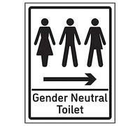 V Safety Gender Neutral Toilet Arrow Right - 200mm x 300mm - 1mm Rigid Plastic