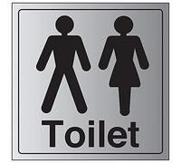 V Safety General Door-Gents/Ladies Toilet Sign - 200mm x 200mm - Self Adhesive Alu Effect