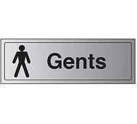 V Safety General Door-Gents Toilet Sign - 300mm x 100mm - 1.6mm Alu Rigid Plastic