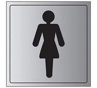 V Safety General Door-Ladies Toilet Sign - 150mm x 150mm - 3mm Brushed Alu Comp