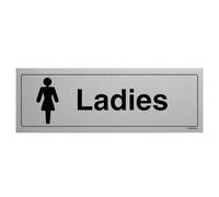 V Safety General Door-Ladies Toilet Sign - 300mm x 100mm - Self Adhesive Alu Effect