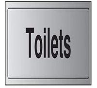 V Safety General Door-Toilets Sign - 300mm x 100mm - 3mm Brushed Alu Comp