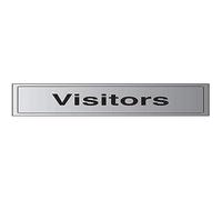 V Safety General Door-Visitors Sign - 300mm x 100mm - 3mm Brushed Alu Comp