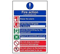 V Safety General Fire Action 6 Message Sign - Portrait - 210mm x 297mm (A4) - Self Adhesive Vinyl