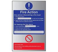 V Safety General Fire Action Dial Sign - 150mm x 200mm - 1.6mm Alu Rigid Plastic