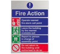 V Safety General Fire Action Prohibition/Safe Sign - 150mm x 200mm - Self Adhesive Alu Effect