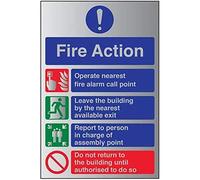 V Safety General Fire Action Prohibition/Safe Sign - 300mm x 400mm - 1.6mm Alu Rigid Plastic