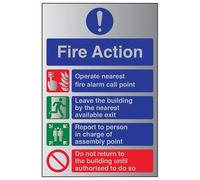 V Safety General Fire Action Prohibition/Safe Sign - 300mm x 400mm - Self Adhesive Alu Effect