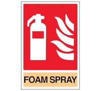 V Safety General Foam Spray Fire Extinguisher 200 x 300 mm - Self Adhesive Vinyl - Aluminium Effect Safety Sign