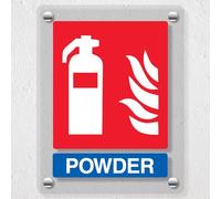 V Safety General Powder Fire Extinguisher - 200 x 300 mm - Acrylic Perspex Cast Clear Safety Sign