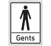 V Safety Gents Toilets 150 x 200 mm - 2mm Super-Tough Rigid Plastic Safety Sign