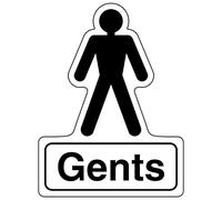 V Safety Gents Toilets - Shaped Sign 150 x 200mm - 2mm Rigid Plastic Safety Sign
