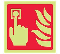 V Safety GITD Call Point Symbol 100 x 100 mm - Glow In The Dark Self Adhesive Vinyl Safety Sign