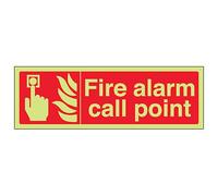 V Safety GITD Fire Alarm Call Point - Landscape 450 x 150 mm - Glow In The Dark Self Adhesive Vinyl Safety Sign