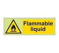 V Safety GITD Flammable Liquid - Landscape 300 x 100 mm - Glow In The Dark Self Adhesive Vinyl Safety Sign
