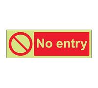 V Safety GITD No Entry - Landscape 300 x 100 mm - Glow In The Dark Self Adhesive Vinyl Safety Sign