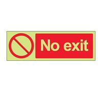 V Safety GITD No Exit 300 x 100 mm - Glow In The Dark Self Adhesive Vinyl Safety Sign