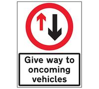V Safety Give Way To Oncoming Traffic - 600x800mm 3mm Aluminium Composite With Fixing Channel Safety Sign