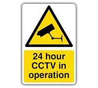 V Safety GloReflect 24 Hour CCTV In Operation Safety Sign - 200 x 300 mm - 1.2mm Rigid Plastic - GloReflect