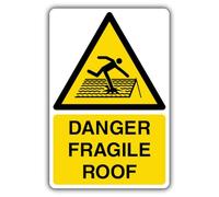 V Safety GloReflect Danger Fragile Roof Safety Sign - 300 x 450 mm - 1.2mm Rigid Plastic - GloReflect