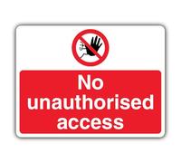 V Safety GloReflect No Unauthorised Access - Landscape Safety Sign - 400 x 300 mm - 3mm Aluminium Composite - GloReflect