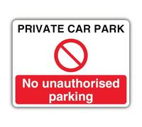 V Safety GloReflect Private Car Park No Unauthorised Parking Safety Sign - 800 x 600 mm - 3mm Aluminium Composite - GloReflect