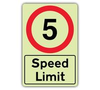 V Safety GloReflect Speed Limit - Speed Limit 5 MPH Safety Sign - 200 x 300 mm - Self Adhesive Vinyl - GloReflect