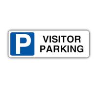 V Safety GloReflect Visitor Parking - Mandatory Blue Parking - Landscape Safety Sign - 600 x 200 mm - 1.2mm Rigid Plastic - GloReflect