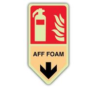 V Safety Glow In The Dark AFF Foam Fire Extinguisher Sign - 300 x 450 mm - Made From Double Glow Self Adhesive Vinyl - Fire Safety Signage - Made in Britain