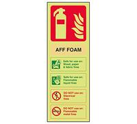 V Safety Glow In The Dark Aff Foam Id Fire Extinguisher Sign - 100mm x 280mm - Rigid Plastic