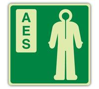 V Safety Glow In The Dark Anti Exposure Suit Sign - 200 x 200 mm - Made From Double Glow Self Adhesive Vinyl - Fire Safety Signage - Made in Britain