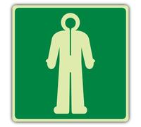 V Safety Glow In The Dark Anti Exposure Suit Symbol Sign - Symbol Format - 450 x 450 mm - Made From Double Glow Self Adhesive Vinyl - First Aid Signage - Made in Britain