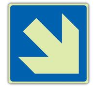 V Safety Glow In The Dark Arrow Down Right Symbol Sign - Symbol Format - 300 x 300 mm - Made From Triple Glow Self Adhesive Vinyl - Fire Safety Signage - Made in Britain