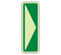 V Safety Glow In The Dark Arrow Right Sign - 100 x 300 mm - Made From Double Glow Self Adhesive Vinyl - Fire Safety Signage - Made in Britain