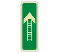 V Safety Glow In The Dark Arrow Up Sign - 100 x 300 mm - Made From Double Glow Rigid Plastic - Fire Safety Signage - Made in Britain