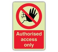 V Safety Glow In The Dark Authorised Access Only Sign - 400 x 600 mm - Made From Double Glow Self Adhesive Vinyl - Hazard Warning Signage - Made in Britain