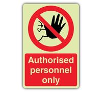 V Safety Glow In The Dark Authorised Personnel Only Sign - 200 x 300 mm - Made From Triple Glow Self Adhesive Vinyl - Prohibition Signage - Made in Britain