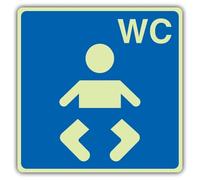 V Safety Glow In The Dark Baby Change WC Symbol Sign - Symbol Format - 200 x 200 mm - Made From Double Glow Rigid Plastic - Mandatory Safety Signage - Made in Britain