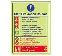 V Safety Glow In The Dark Caravan Site Fire Action Sign - 150mm x 200mm - Self Adhesive Vinyl