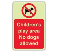 V Safety Glow In The Dark Children's Play Area - No Dogs Allowed Sign - 200 x 300 mm - Made From Triple Glow Rigid Plastic - Prohibition Signage - Made in Britain