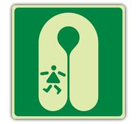 V Safety Glow In The Dark Child's Lifejacket Symbol Sign - Symbol Format - 450 x 450 mm - Made From Double Glow Self Adhesive Vinyl - Marine Safety Signage - Made in Britain