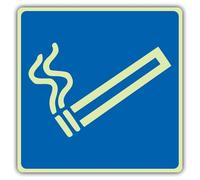 V Safety Glow In The Dark Cigarette Only Symbol Sign - Symbol Format - 450 x 450 mm - Made From Double Glow Self Adhesive Vinyl - Mandatory Safety Signage - Made in Britain