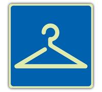 V Safety Glow In The Dark Coat Hanger Symbol Sign - Symbol Format - 150 x 150 mm - Made From Double Glow Rigid Plastic - Mandatory Safety Signage - Made in Britain