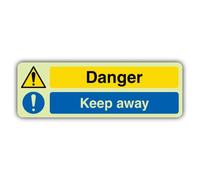 V Safety Glow In The Dark Danger Keep Away Sign - 600 x 200 mm - Made From Double Glow Rigid Plastic - Hazard Warning Signage - Made in Britain