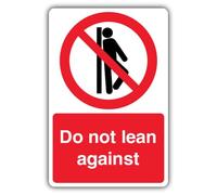 V Safety Glow In The Dark Do Not Lean Against Sign - 200 x 300 mm - Standard Glow Rigid Plastic - Prohibition Signage - Made in Britain