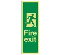 V Safety Glow In The Dark Final Fire Exit Arrow Man Right Sign - 200mm x 600mm - Self Adhesive Vinyl