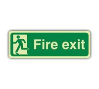 V Safety Glow In The Dark Final Fire Exit Man Left Sign - 210 x 70 mm - Made From Triple Glow Rigid Plastic - Fire Safety Signage - Made in Britain
